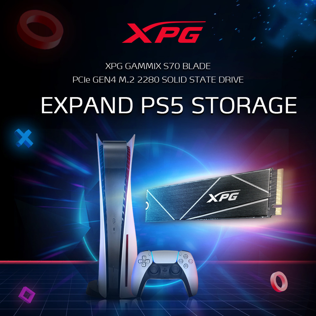 XPG GAMMIX S70 Blade: 2TB M.2 2280 NVMe 3D NAND PCIe Gen4 Gaming Internal  Solid State Drive | PS5 Compatible | Black SSD